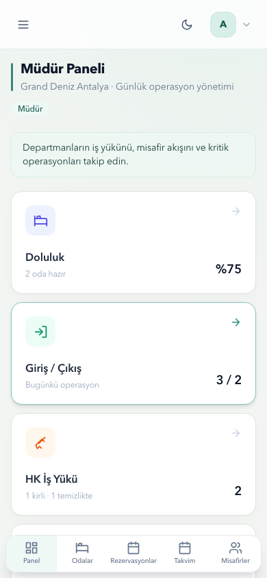 Departmanların ilerleyişini gün içinde izleyin uygulama ekran görüntüsü