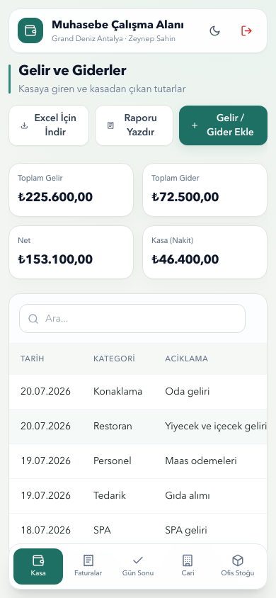 Paranın girişini, çıkışını ve gün sonunu takip edin uygulama ekran görüntüsü
